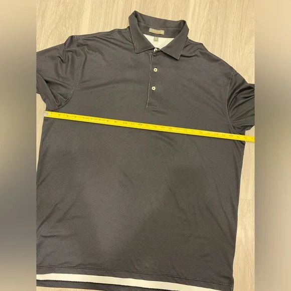 Peter Millar Polo Shirt Mens XL Black Summer Comfort Golf Stretch Striped Dots - Picture 7 of 7